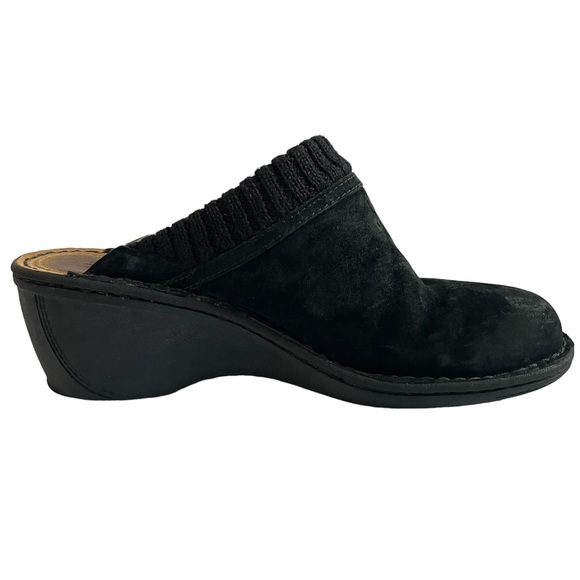 UGG Gael Black Suede Wedge Mule Clogs Wool Lined Size 9 - Picture 6 of 12